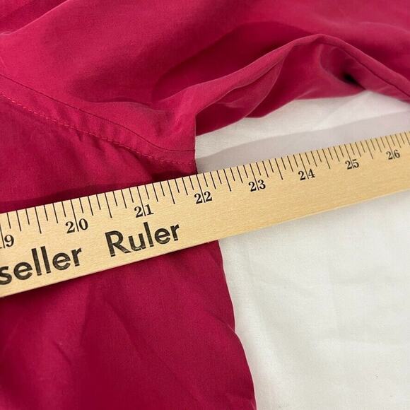 Susan Graver Rose Red Button Back Lacing Long Sleeve Shirt Size M Petite Women - Picture 10 of 11
